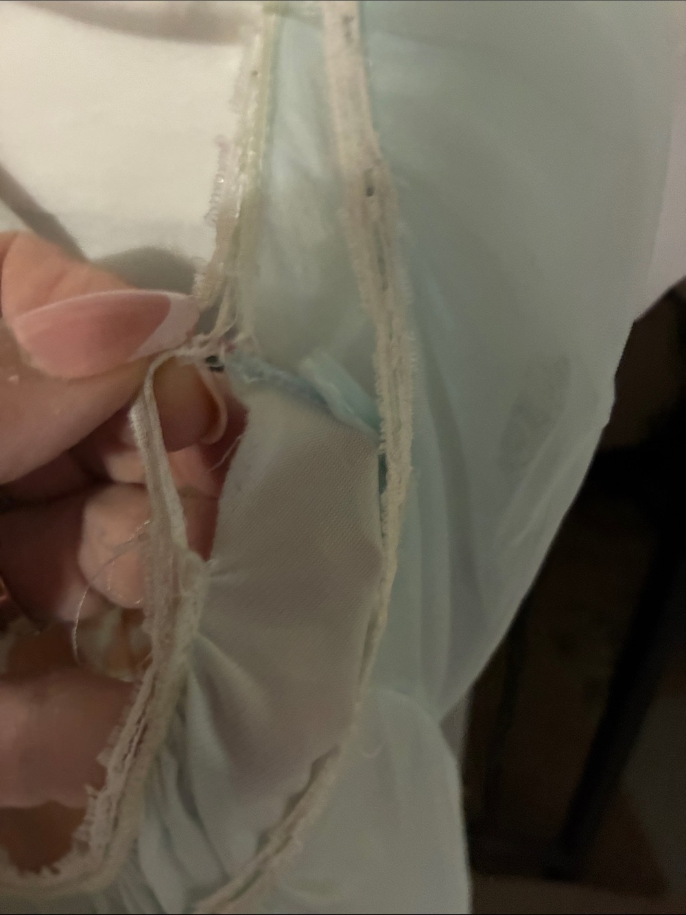 Miss Elaine Sheer Aqua Puff-Sleeve Peignoir - Picture 13 of 15